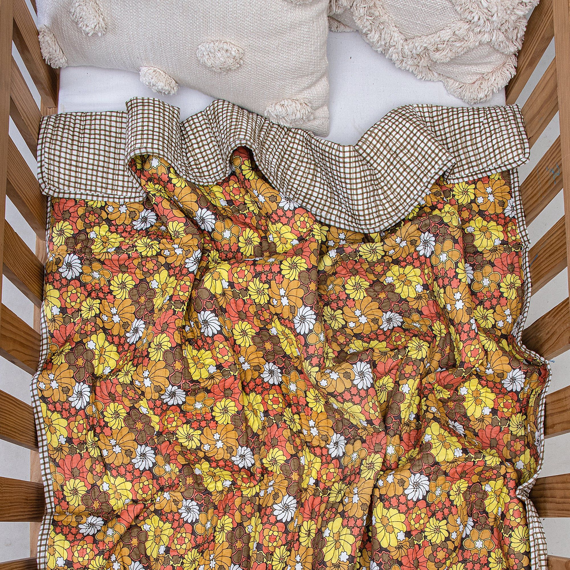 Multi Floral Hand Block Printed Reversible Cotton Baby Blankets 124